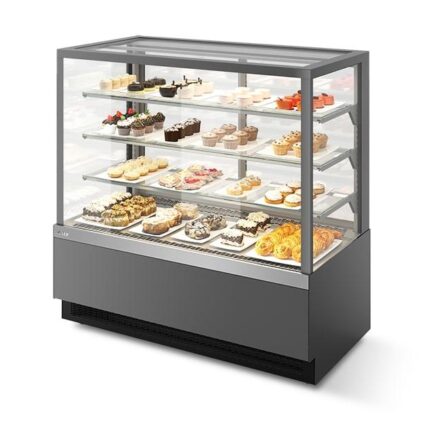ВИТРИНА КОНДИТЕРСКАЯ VETE KUB LUX 130 СЕРЫЙ МАТОВЫЙ/ШЛИФОВАННАЯ НЕРЖАВЕЙКА