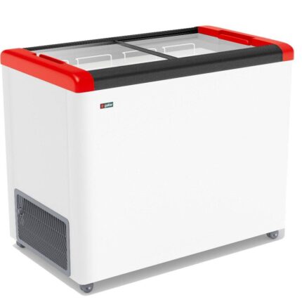 ЛАРЬ МОРОЗИЛЬНЫЙ GELLAR FG 350 С ПРЯМОЕ СТЕКЛО КРАСНЫЙ